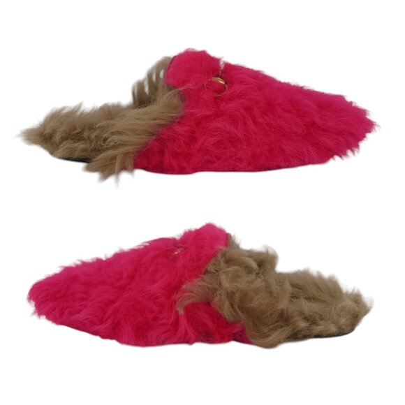 GUCCI Women Princetown Merino Wool Mules Size 37 Raspberry Pink Horsebit Slipper - Picture 3 of 15